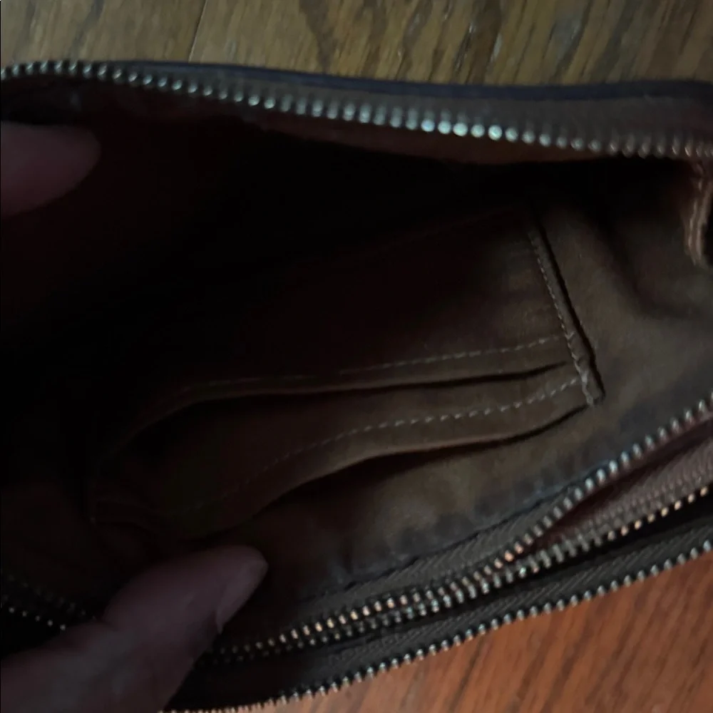 Coach Tan Wristlet with Gold Accents